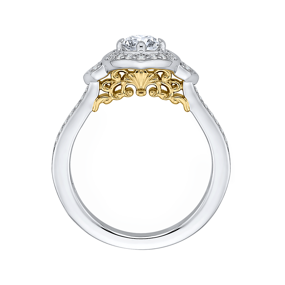 Round Diamond Engagement Ring in 14K Two Tone Gold