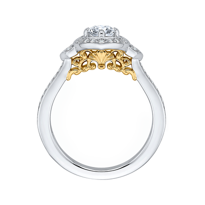 Round Diamond Engagement Ring in 14K Two Tone Gold