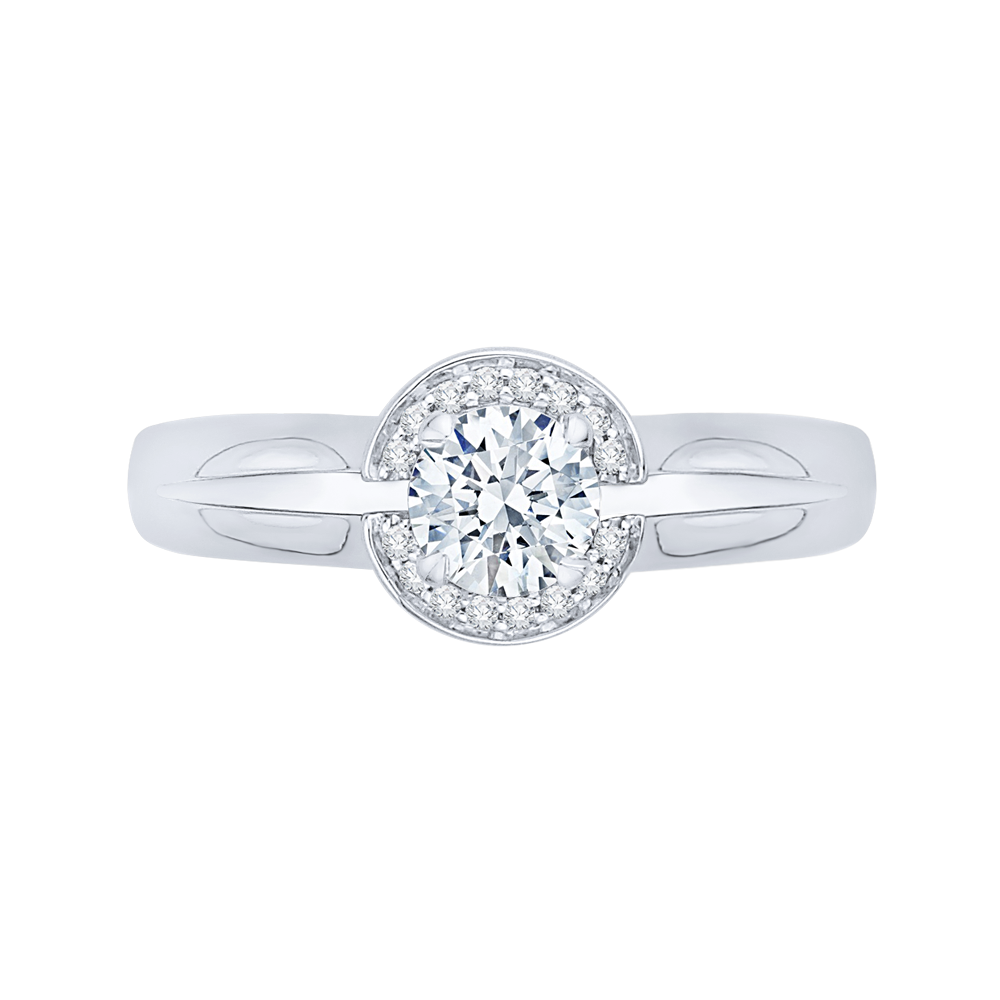 Round Diamond Halo Engagement Ring in 14K White Gold