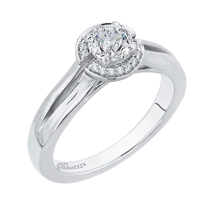 Round Diamond Halo Engagement Ring in 14K White Gold