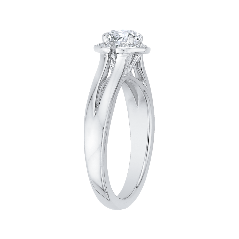 Round Diamond Halo Engagement Ring in 14K White Gold