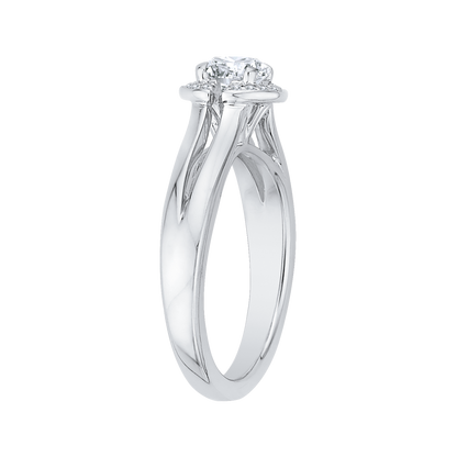 Round Diamond Halo Engagement Ring in 14K White Gold