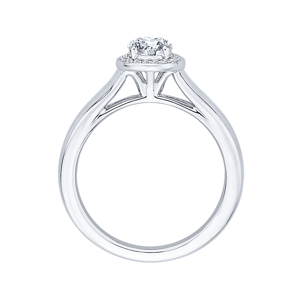 Round Diamond Halo Engagement Ring in 14K White Gold