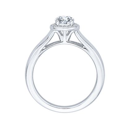 Round Diamond Halo Engagement Ring in 14K White Gold