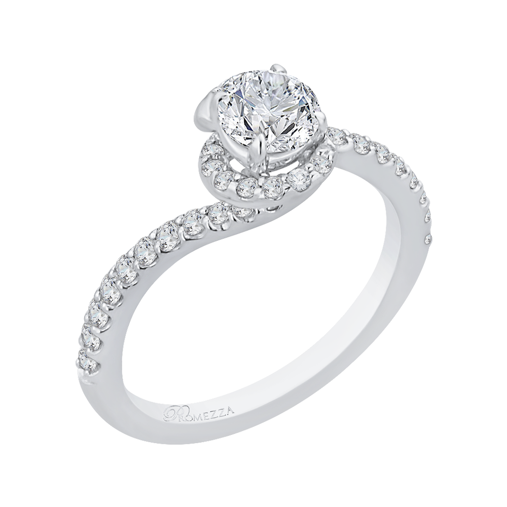 Round Diamond Engagement Ring in 14K White Gold