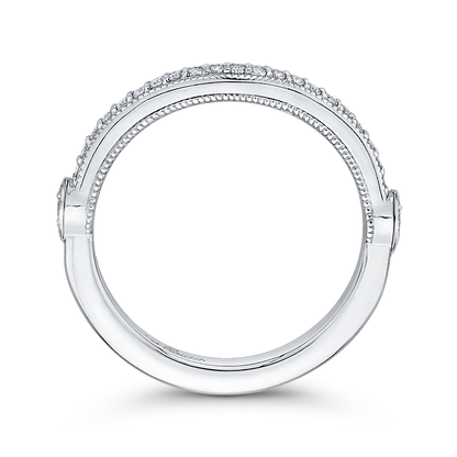 Round Diamond Half-Eternity Wedding Band in 14K White Gold