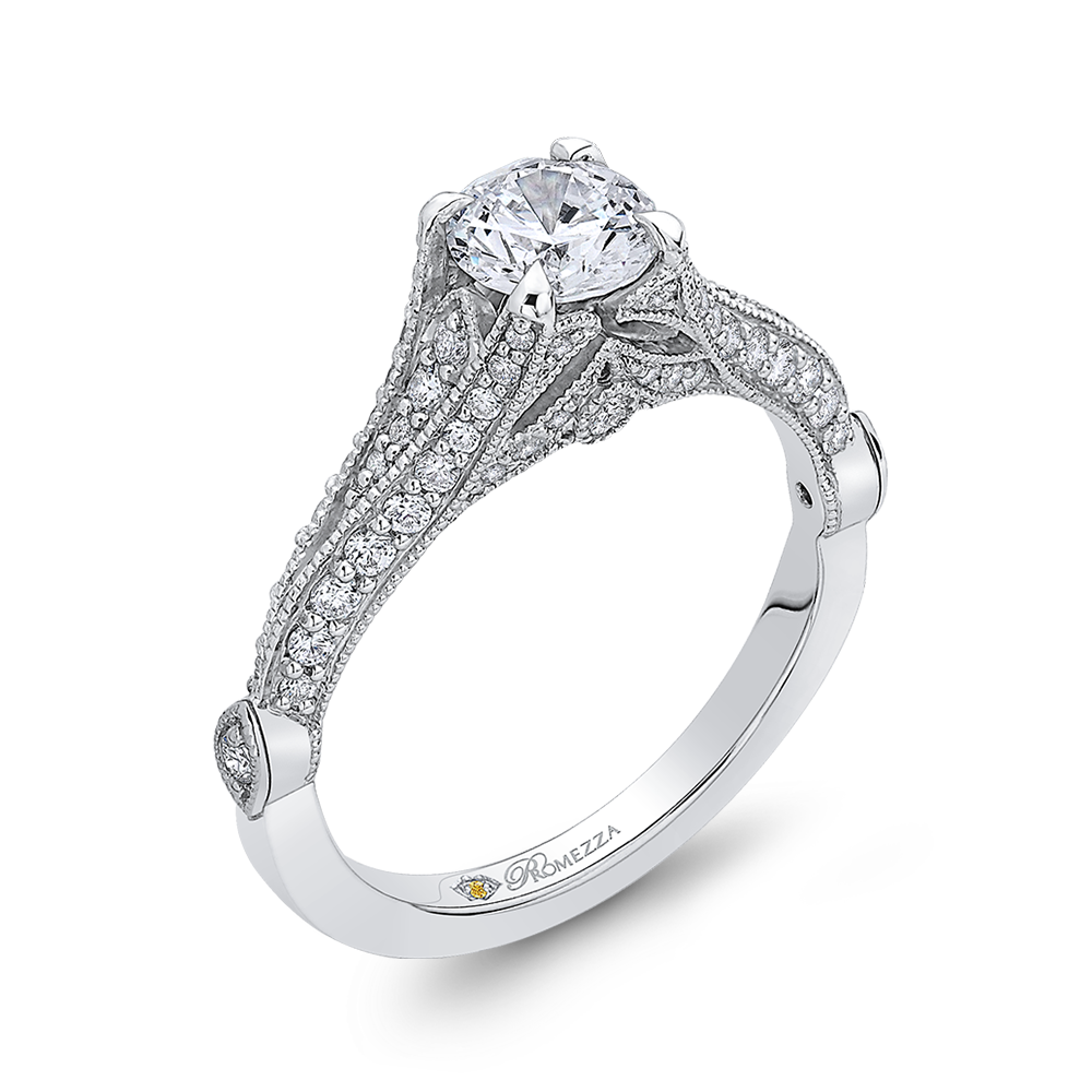 Diamond Vintage Engagement Ring in 14K White Gold