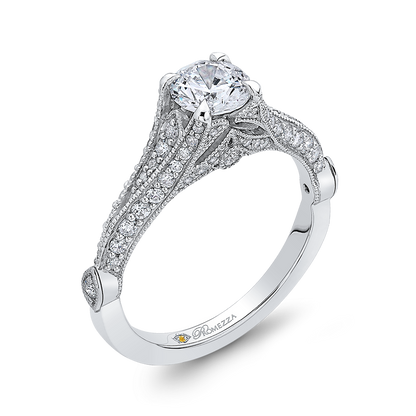 Diamond Vintage Engagement Ring in 14K White Gold