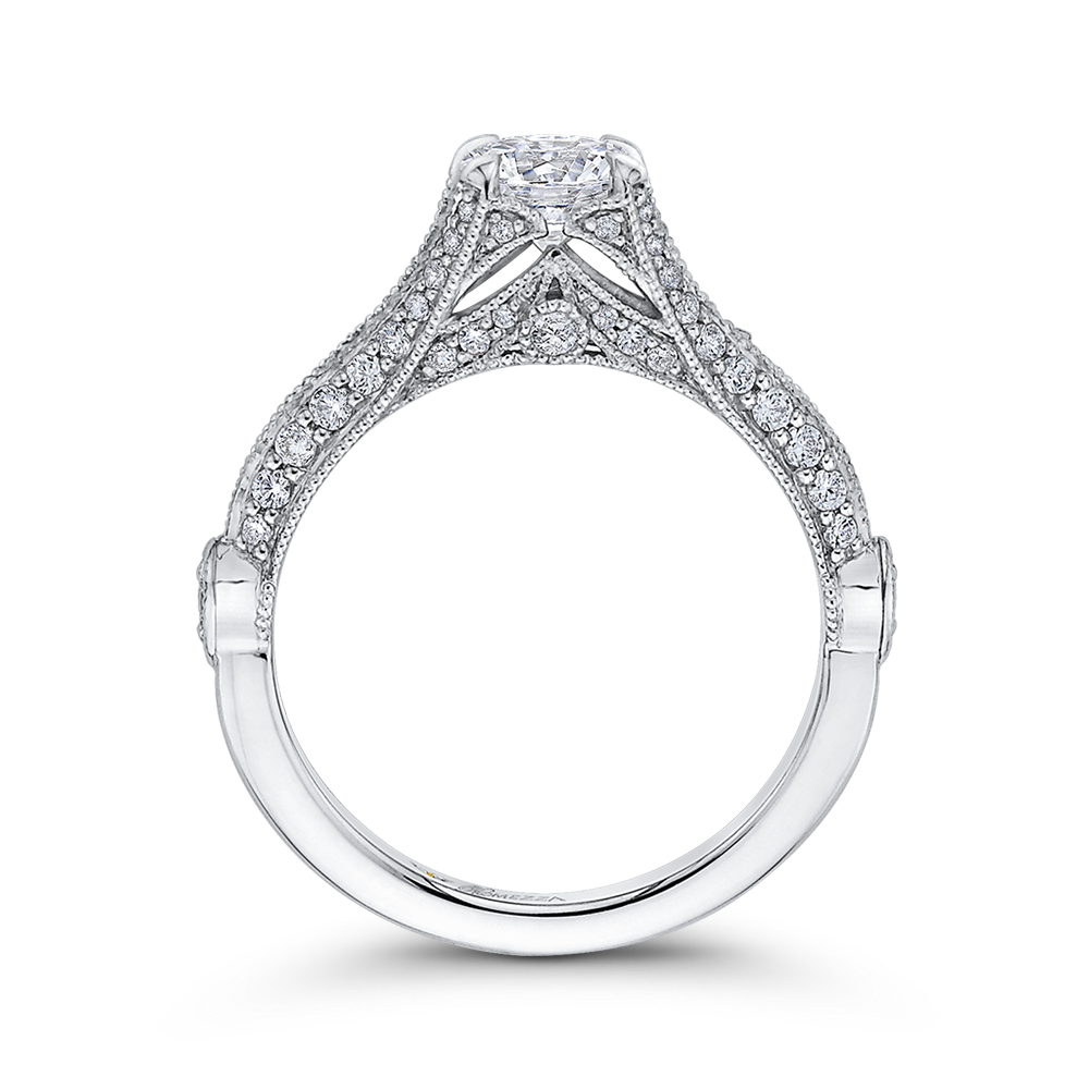 Diamond Vintage Engagement Ring in 14K White Gold