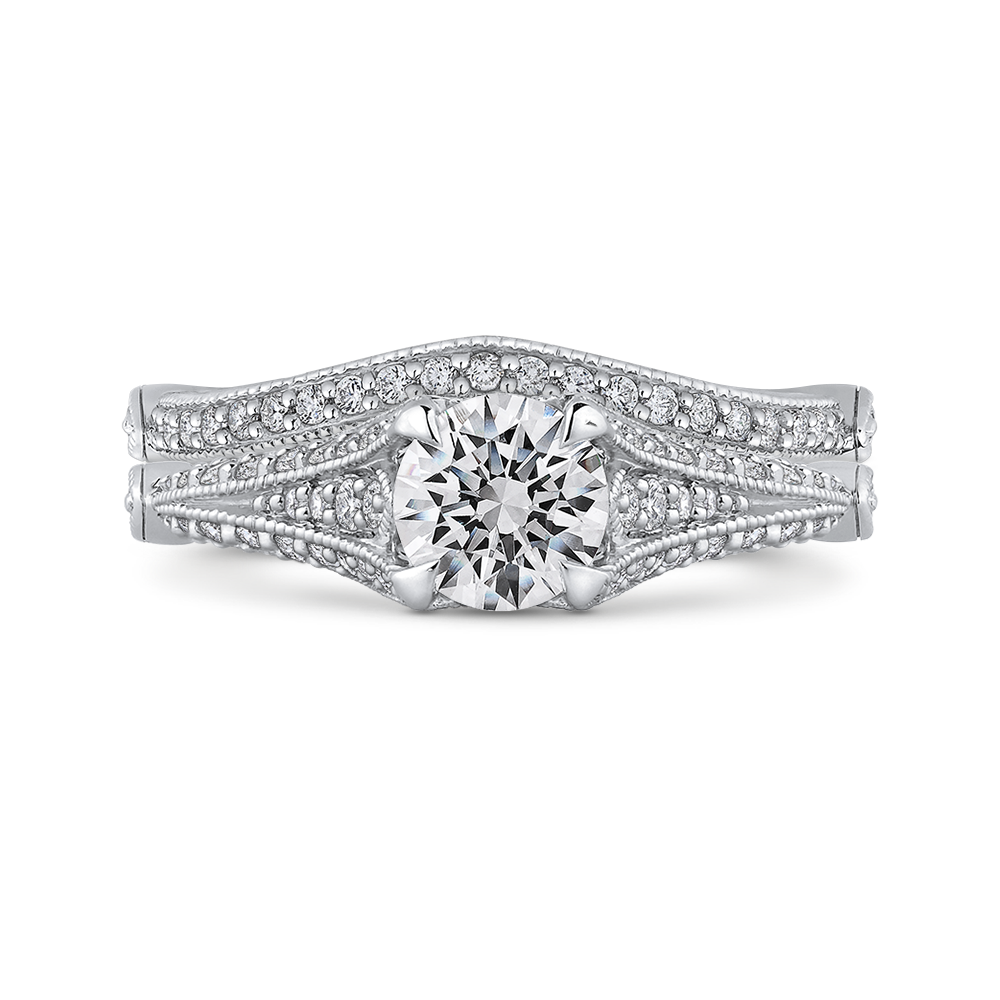 Diamond Vintage Engagement Ring in 14K White Gold