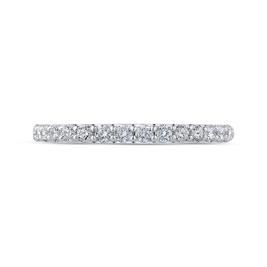 Round Diamond Half-Eternity Wedding Band in 14K White Gold