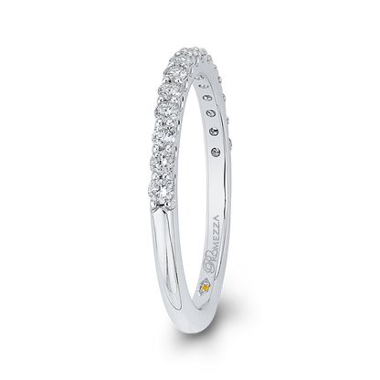 Round Diamond Half-Eternity Wedding Band in 14K White Gold