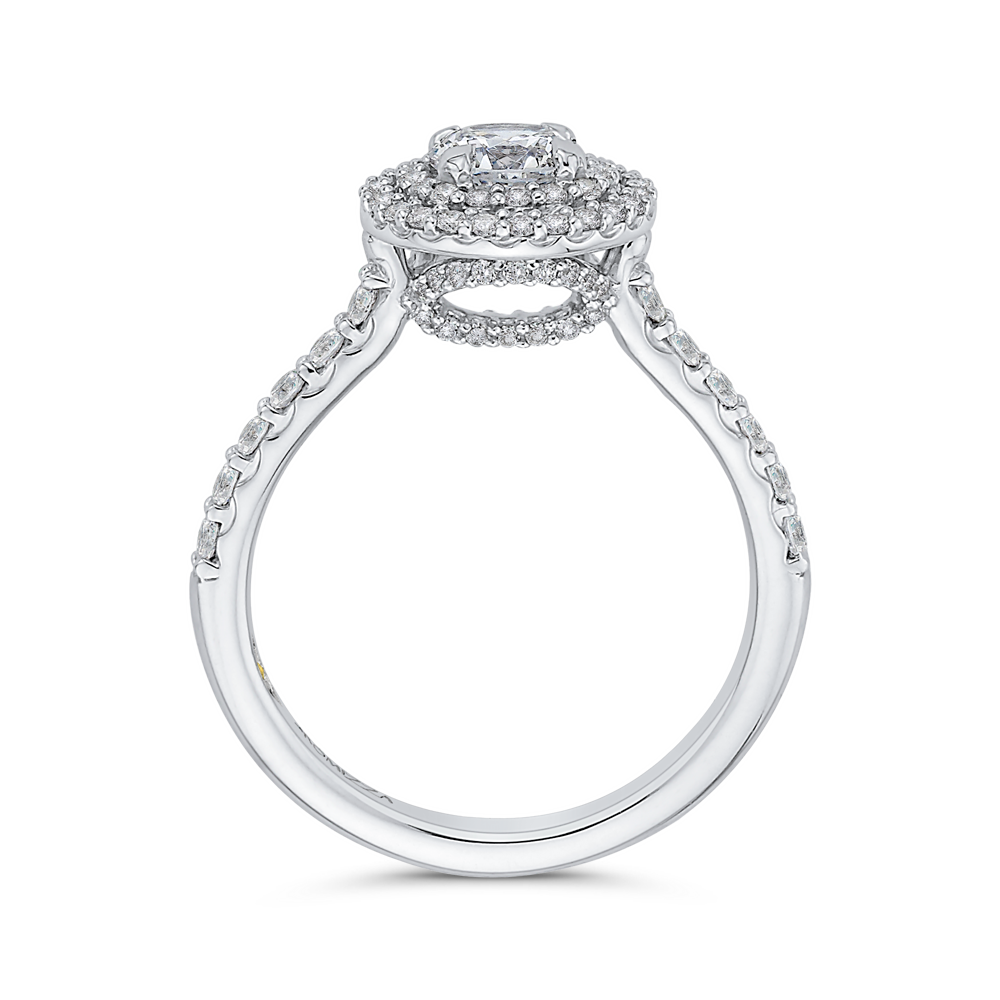 Double Halo Diamond Engagement Ring in 14K White Gold