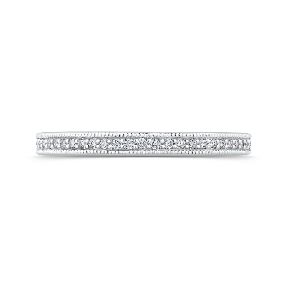Round Diamond Half-Eternity Wedding Band in 14K White Gold