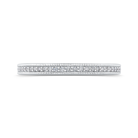 Round Diamond Half-Eternity Wedding Band in 14K White Gold