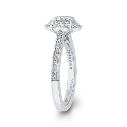 Round Diamond Halo Engagement Ring in 14K White Gold