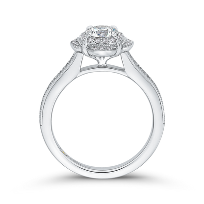 Round Diamond Halo Engagement Ring in 14K White Gold