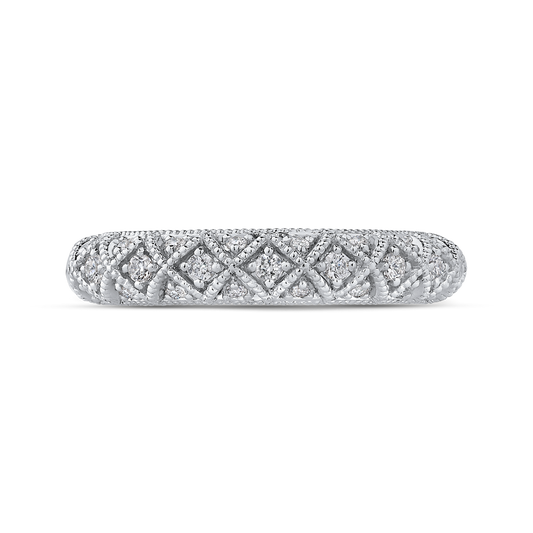 Round Diamond Half-Eternity Wedding Band in 14K White Gold