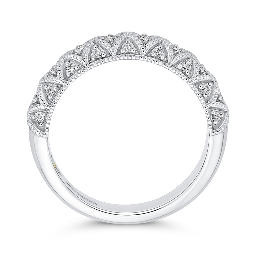 Round Diamond Half-Eternity Wedding Band in 14K White Gold