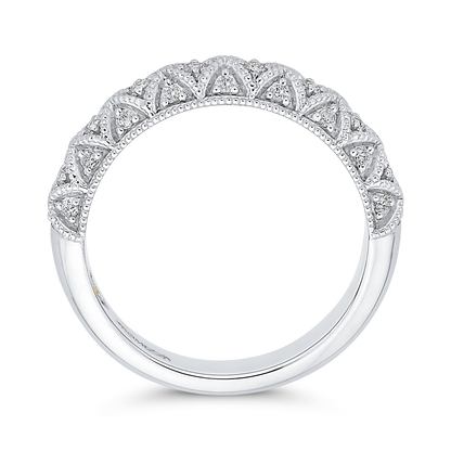 Round Diamond Half-Eternity Wedding Band in 14K White Gold