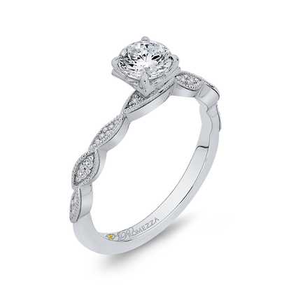 Round Diamond Engagement Ring in 14K White Gold