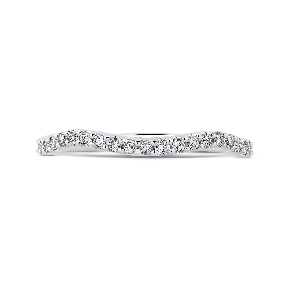 Round Diamond Half-Eternity Wedding Band in 14K White Gold