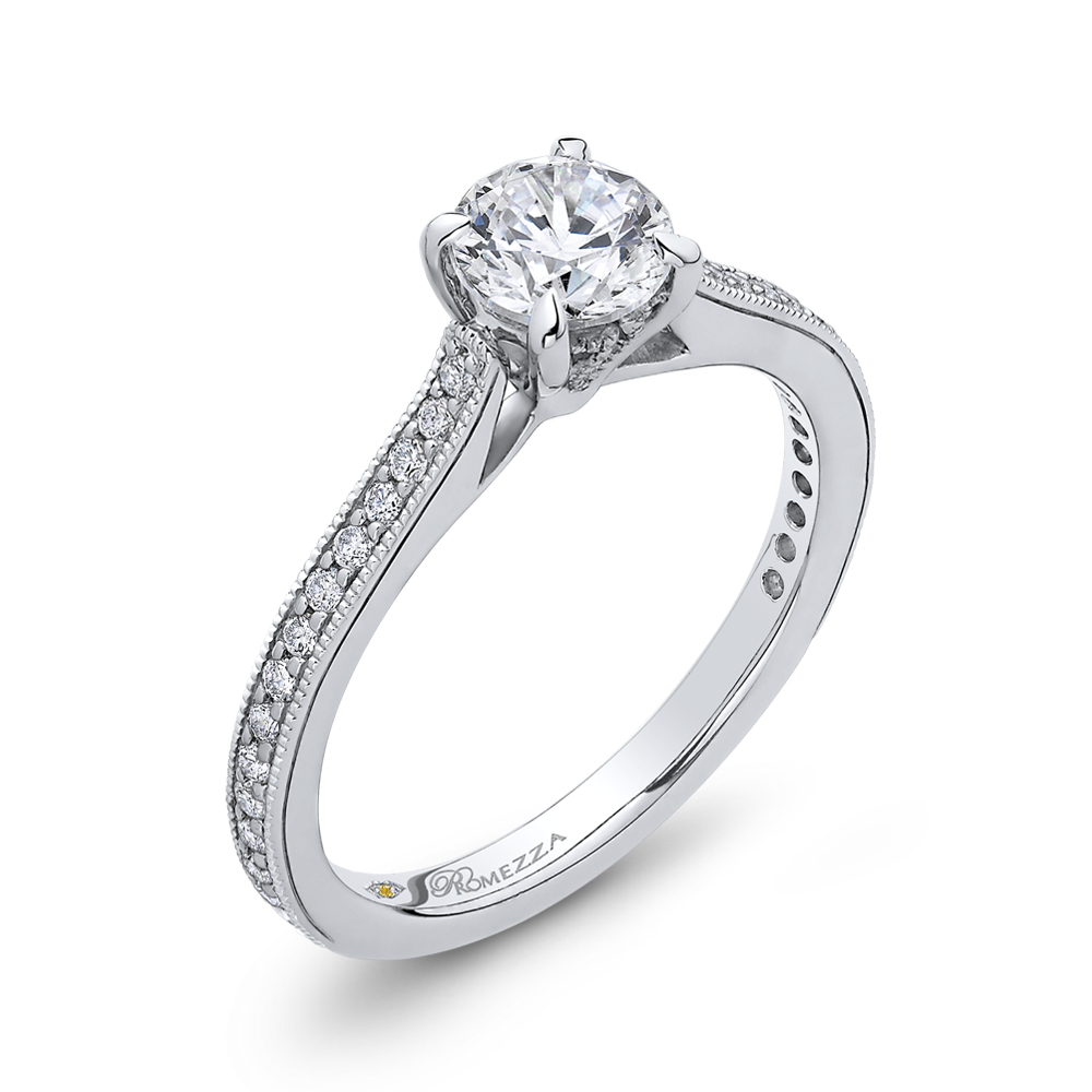 Round Diamond Classic Engagement Ring in 14K White Gold