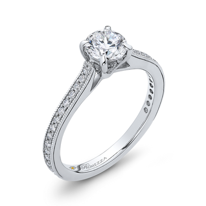 Round Diamond Classic Engagement Ring in 14K White Gold