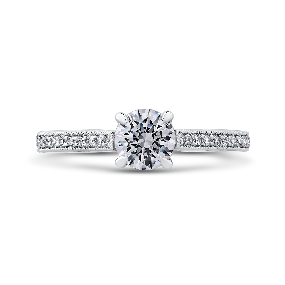 Round Diamond Classic Engagement Ring in 14K White Gold