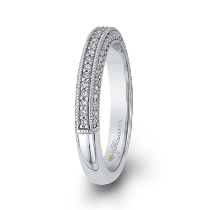 Round Diamond Half-Eternity Wedding Band in 14K White Gold