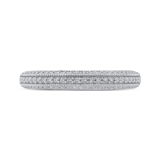Round Diamond Half-Eternity Wedding Band in 14K White Gold