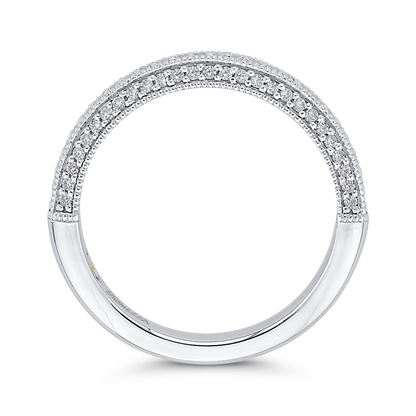 Round Diamond Half-Eternity Wedding Band in 14K White Gold