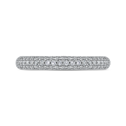Round Diamond Half-Eternity Wedding Band in 14K White Gold