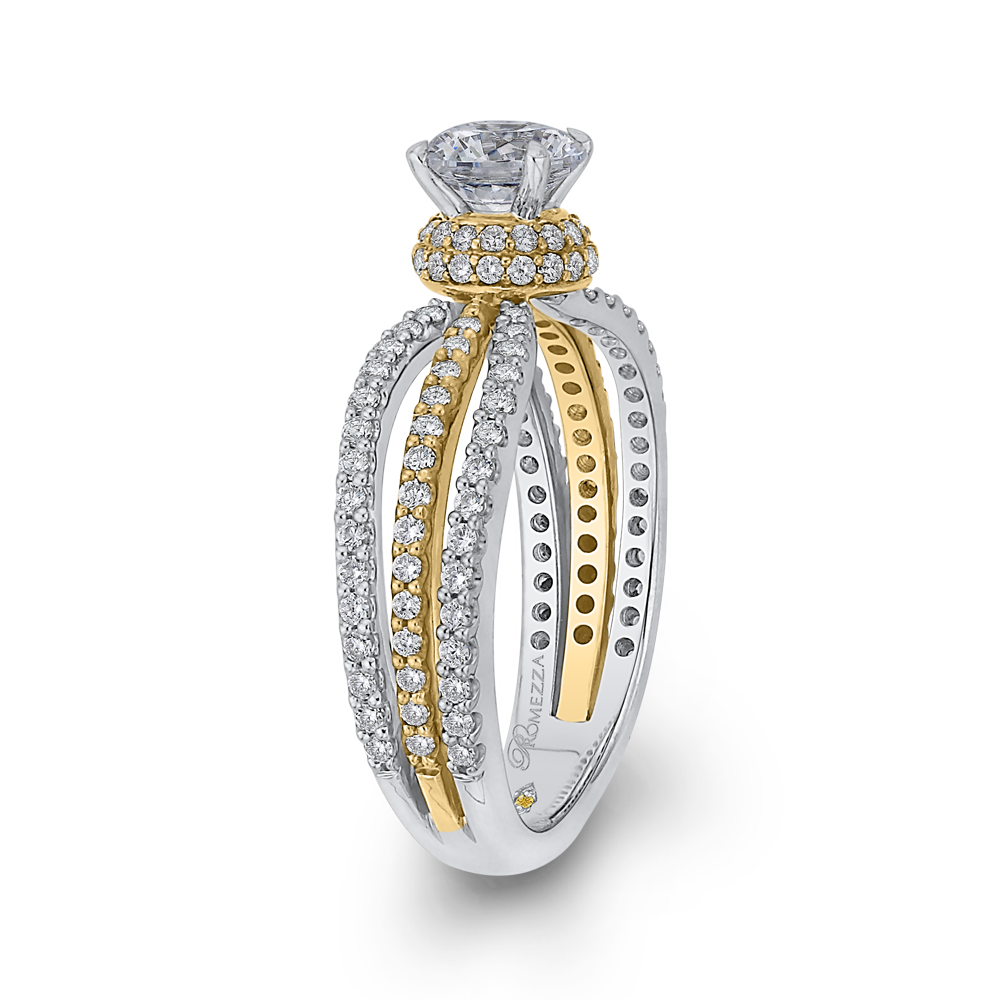 Split Shank Round Diamond Engagement Ring in 14K Two Tone Gold