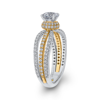 Split Shank Round Diamond Engagement Ring in 14K Two Tone Gold