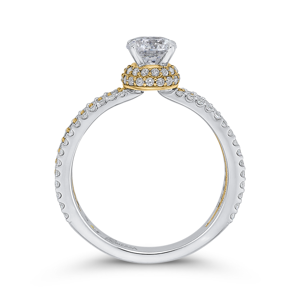 Split Shank Round Diamond Engagement Ring in 14K Two Tone Gold