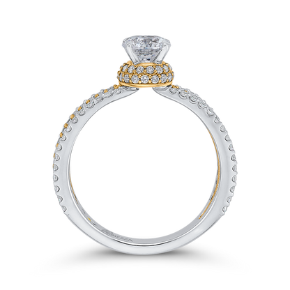 Split Shank Round Diamond Engagement Ring in 14K Two Tone Gold