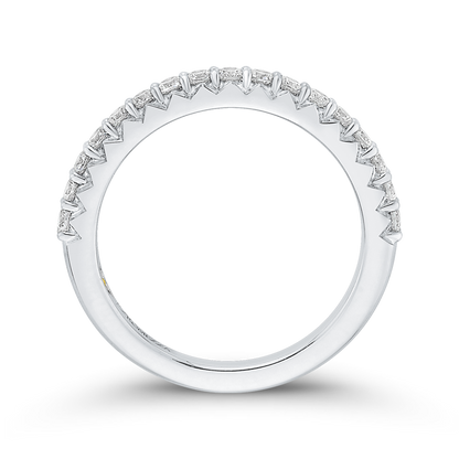 Round Diamond Half-Eternity Wedding Band in 14K White Gold