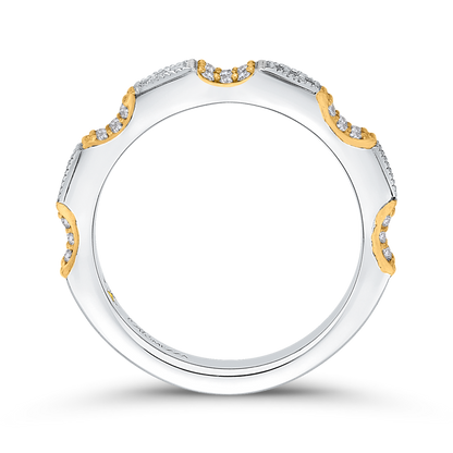 Round Diamond Half-Eternity Wedding Band in 14K Two Tone Gold