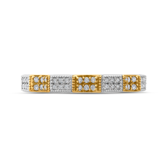 Round Diamond Half-Eternity Wedding Band in 14K Two Tone Gold