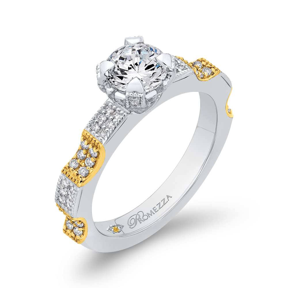 Diamond Engagement Ring in 14K Two Tone Gold