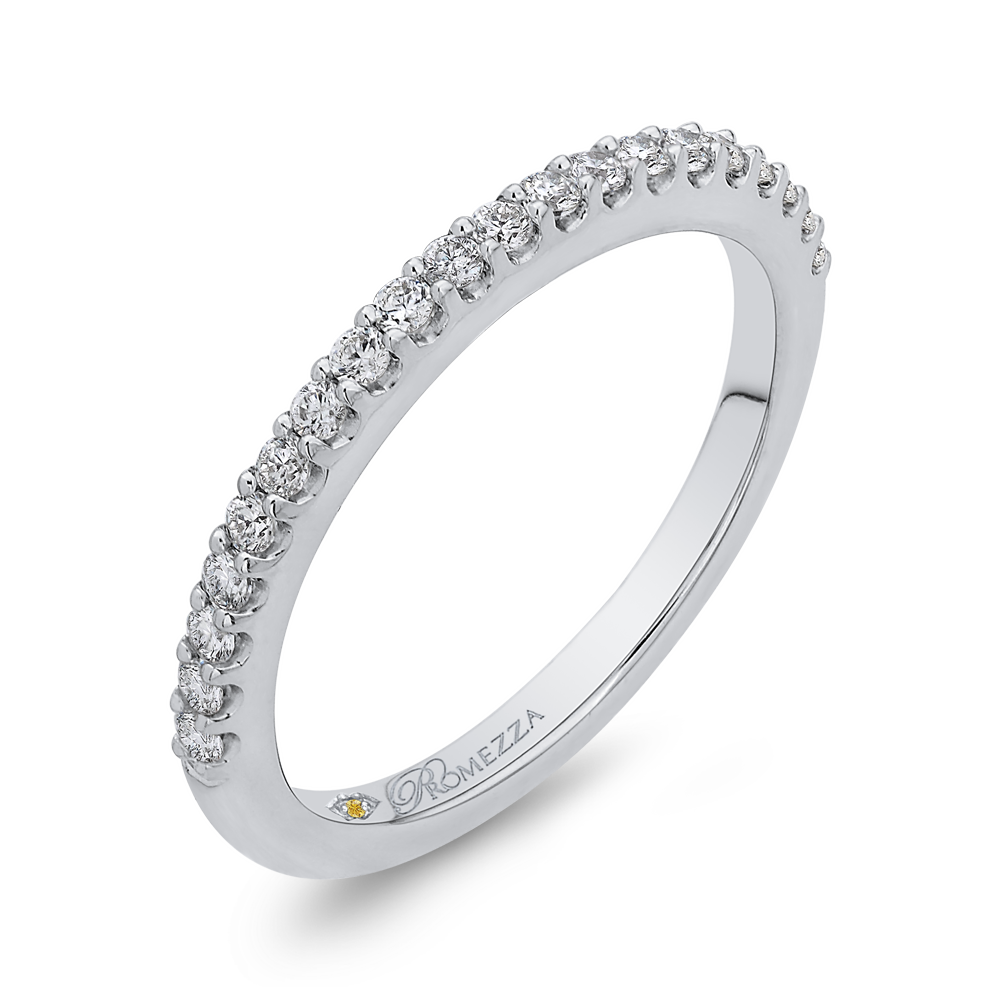 Round Diamond Half-Eternity Wedding Band in 14K White Gold