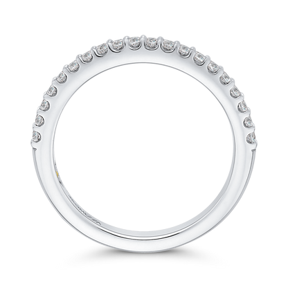 Round Diamond Half-Eternity Wedding Band in 14K White Gold