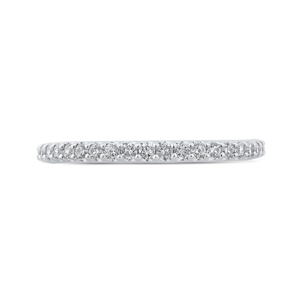 Round Diamond Half-Eternity Wedding Band in 14K White Gold