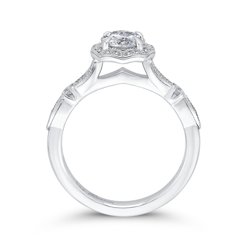 Round Diamond Halo Engagement Ring in 14K White Gold