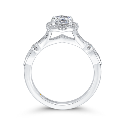 Round Diamond Halo Engagement Ring in 14K White Gold