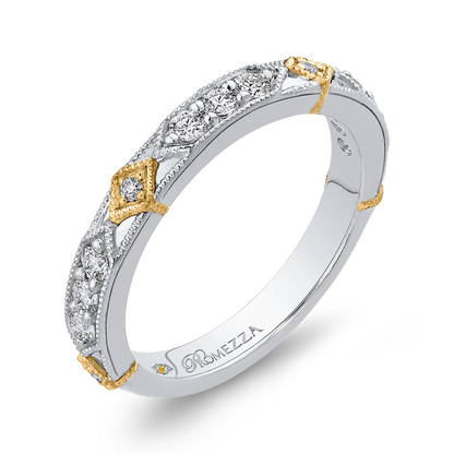 Round Diamond Wedding Band in 14K Two Tone Gold