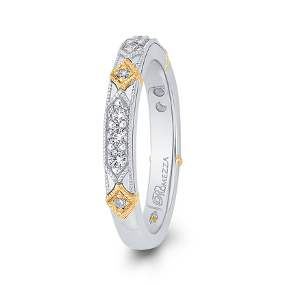 Round Diamond Wedding Band in 14K Two Tone Gold
