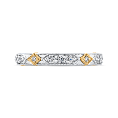 Round Diamond Wedding Band in 14K Two Tone Gold