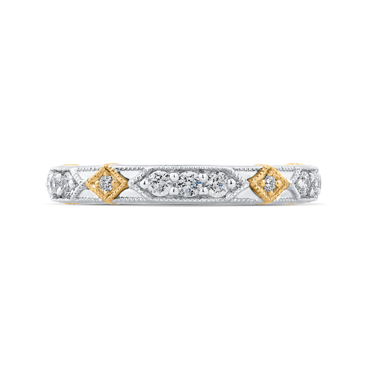 Round Diamond Wedding Band in 14K Two Tone Gold